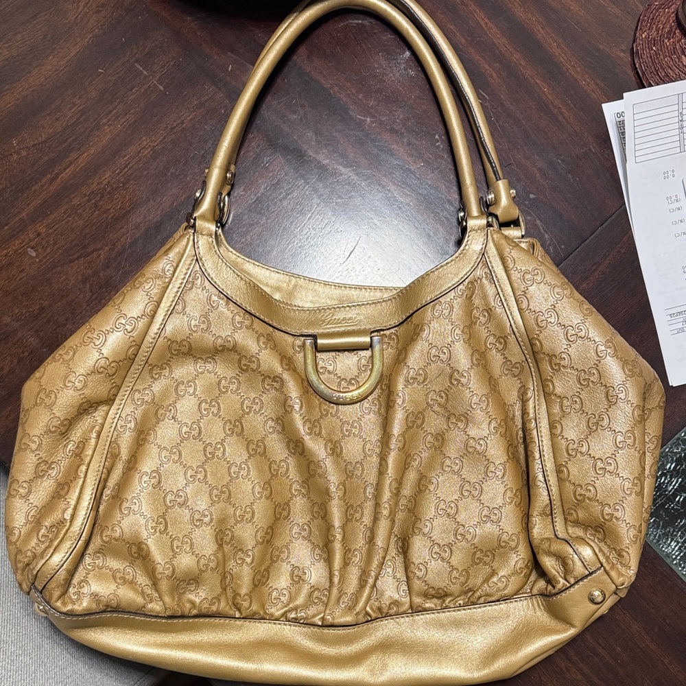 Gucci Guccissima Medium D Gold Hobo Off